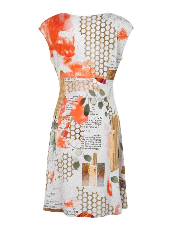 Dolcezza Kleid mit künstlerischem Patchwork-Print R2516 back