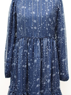  Mädchenkleid happy girls, navy mit Silberdruck, 923185