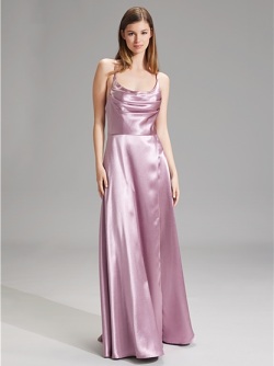 Satin-Abendkleid mit Gehschlitz - mauve - 5AG018HK 