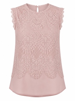 Ärmelloses Spitzentop in Rosé 71240