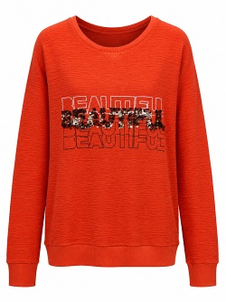 Top Secret Langarm Shirt mit Kängurutasche - orange 220811148