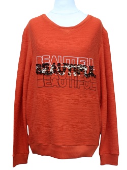 Top Secret Langarm Shirt mit Kängurutasche - orange 220811148