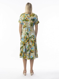 Orientique Amalfi-Print, Godet-Kleid mit kurzen Ärmeln  30188