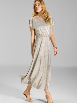 Swing Kleid in Glanz-Optik in gold 5AB0300