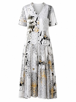 Midikleid mit künstlerischem Print von Dolcezza 22656