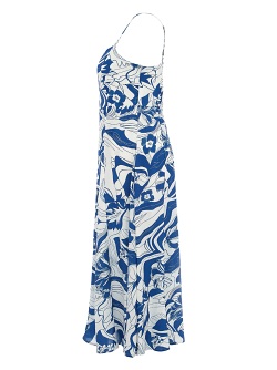 Dolcezza 'Blue Lotus' Floral Abstract' Midi Kleid 25152