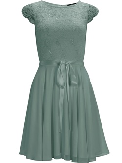 Cocktailkleid aus weicher Spitze und Chiffon, mint, Swing