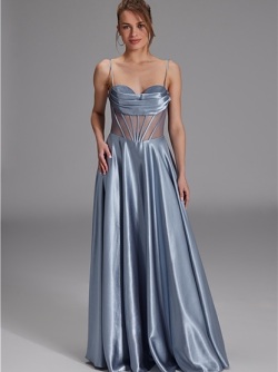 Hey Kyla See-through-Corsagenkleid mit Ziersteinen - sky blue 5AG019HK