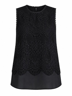 Ärmelloses Spitzentop in Schwarz 31240