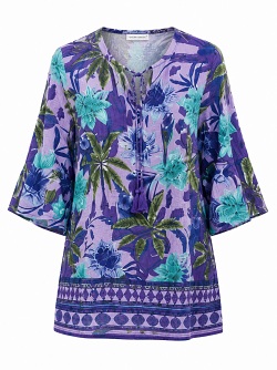 Bluse one summer Orientique mit floralem Alloverprint DW53J