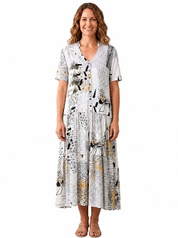 Midikleid mit künstlerischem Print von Dolcezza 22656