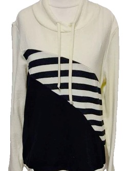 Flauschpullover von Seidel,offwhite/schwarz , made in Germany, X4001-13