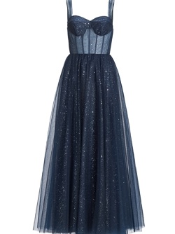 Hey Kyla Tüllrobe mit Schimmereffekt - navy 5AI122HK