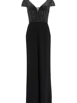 Jumpsuit mit Stickerei und kleinem Ärmelansatz - black 3AI012HK