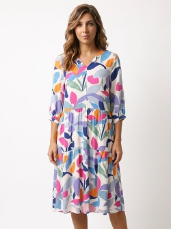 Kleid mit modernem Blätter-Print von MXO 31983