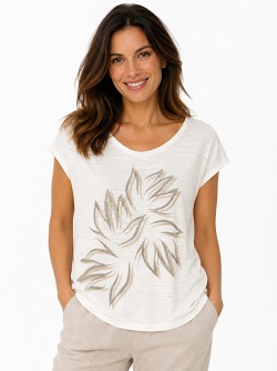 Shirt von LEBEK  ecru 7620032 