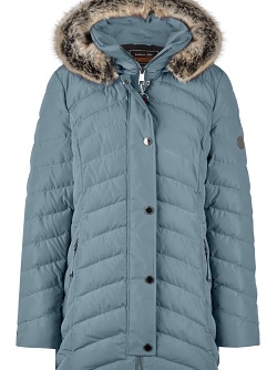 Steppjacke von Barbara Lebek, iceblue, mit abnehmbarer Kapuze und Kunstpelz, 30420052