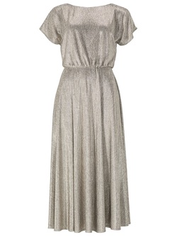 Swing Kleid in Glanz-Optik in gold 5AB0300