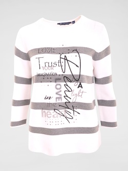 Navigazione Damen Pullover 3/4 Arm, weiss-grau 51304