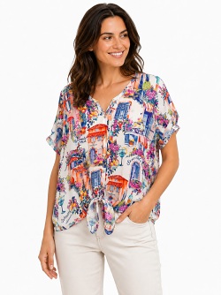 Bluse mit farbenfrohem Allover-Print von Seidel  D1505-31