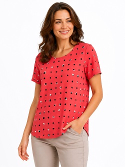 Lässige Sommershirt von Seidel in Koralle  D2425-33