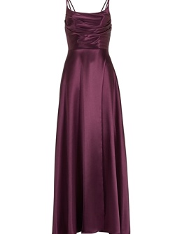 Satin-Abendkleid mit Gehschlitz - vivid burgundy - 5AG018HK 