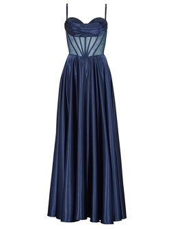 See-through-Corsagenkleid mit Ziersteinen - navy 5AG019HK