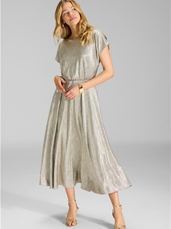 Cocktailkleid aus Satinchiffon, goldfarben, Swing - 5AB03700 