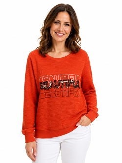 Top Secret Langarm Shirt mit Kängurutasche - orange 220811148