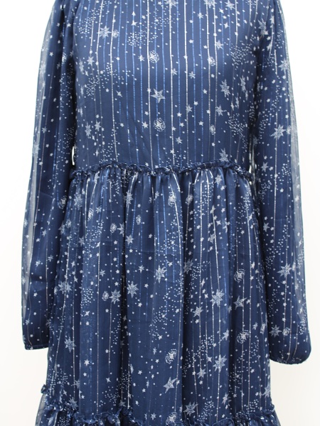  Mädchenkleid happy girls, navy mit Silberdruck, 923185