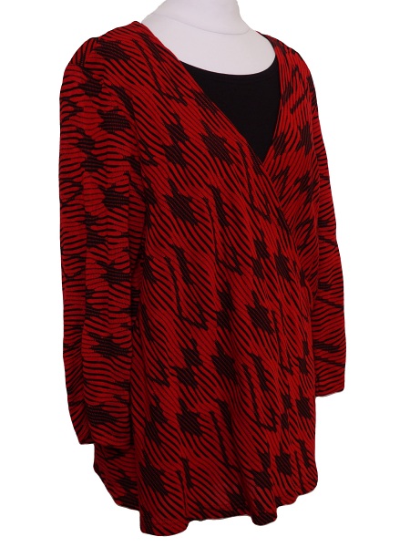 Blusenshirt von Seidel, rot/schwarz, W3064