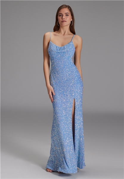 Slipdress mit transparenter Rückenpartie - steel 5AG070HK 