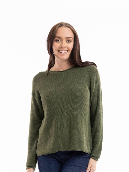 Orientique Knit Pullover R-Neck 1300 - Olive