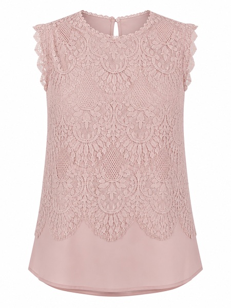 Ärmelloses Spitzentop in Rosé 71240