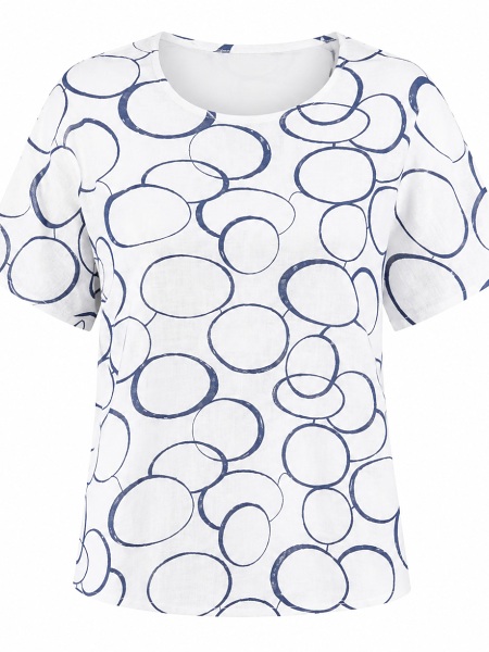 Sommershirt mit Print von Anna Menotti, blau-weiss 031743