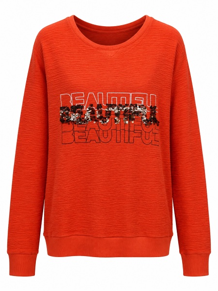 Top Secret Langarm Shirt mit Kängurutasche - orange 220811148