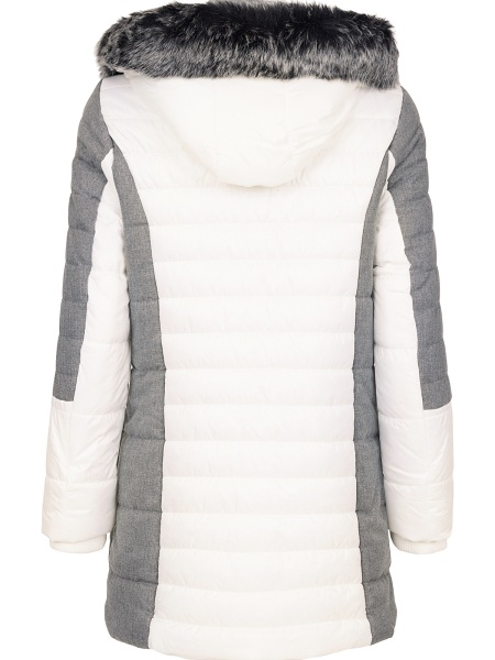 Normann Steppjacke mit abnehmbarer Kapuze und Kunstpelz - weiss  6723