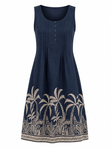 Ärmelloses Kleid mit Palmenmotiv von One Summer 30538932