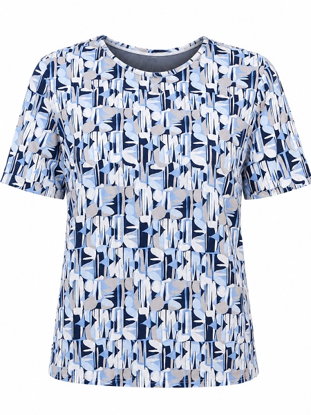 Shirt von LEBEK  Alloverprint weißblau 77210052