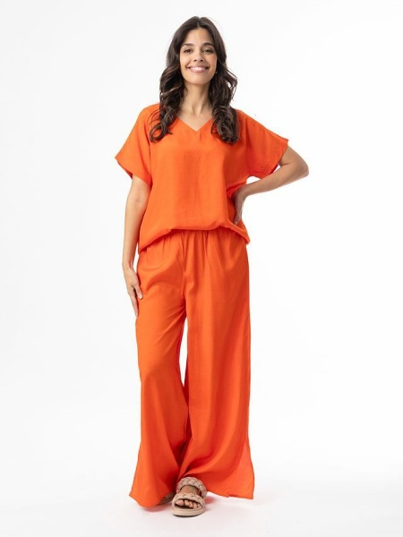 Escape Lux Top V Neck Short Sleeve Mandarin  52711