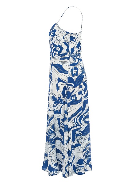 Dolcezza 'Blue Lotus' Floral Abstract' Midi Kleid 25152