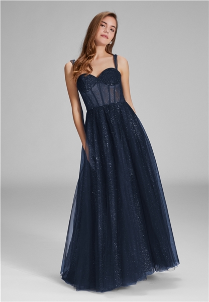 Hey Kyla Tüllrobe mit Schimmereffekt - navy 5AI122HK