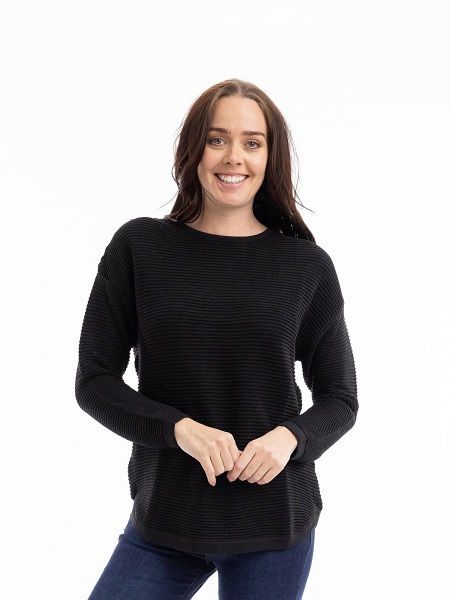 Orientique Knit Ribbed Pullover 1287 - Black