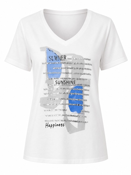 Shirt von LEBEK mit Druck weiss 77230052