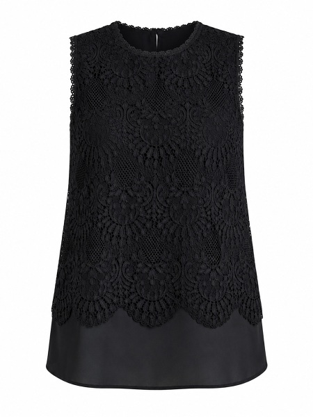 Ärmelloses Spitzentop in Schwarz 31240