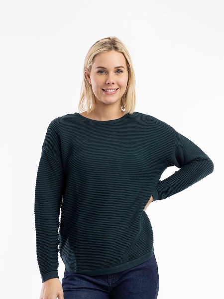 Orientique Knit Ribbed Pullover 1287 - Pine