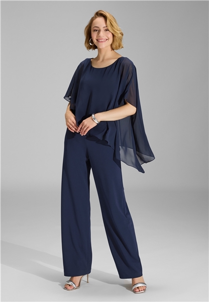 Jumpsuit aus Crepe Jersey mit Chiffon Überwurf, 3AI01600 