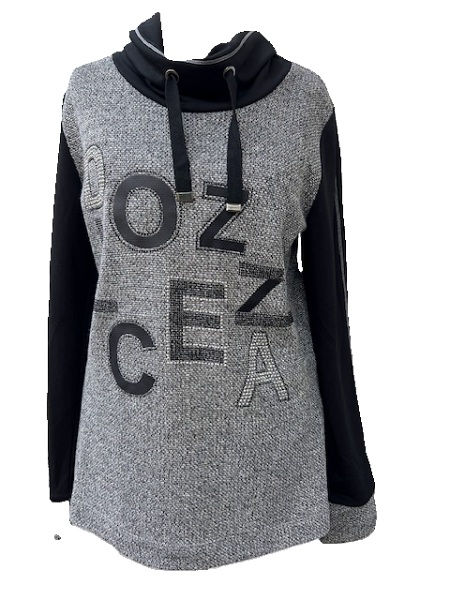 Sweat von Dolcezza, schwarz/silber meliert, 72174