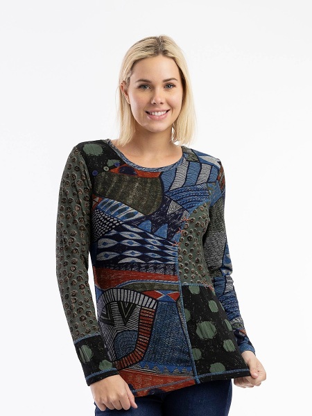 Orientique Bohemian Rhapsody Patch Top 23028