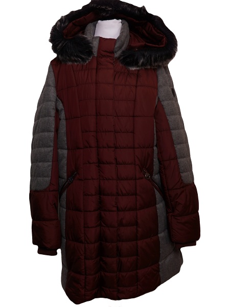 Normann Steppjacke mit abnehmbarer Kapuze und Kunstpelz - burgund 6723